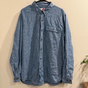 BEST MADE CO. Men's XL Blue Linen Cotton Long Sleeve Button Down Shirt Casual